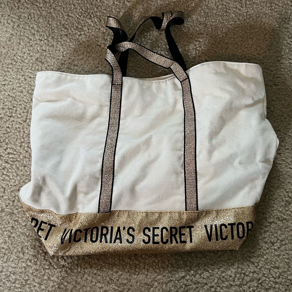 Victoria’s Secret Gold Glitter Tote Bag
